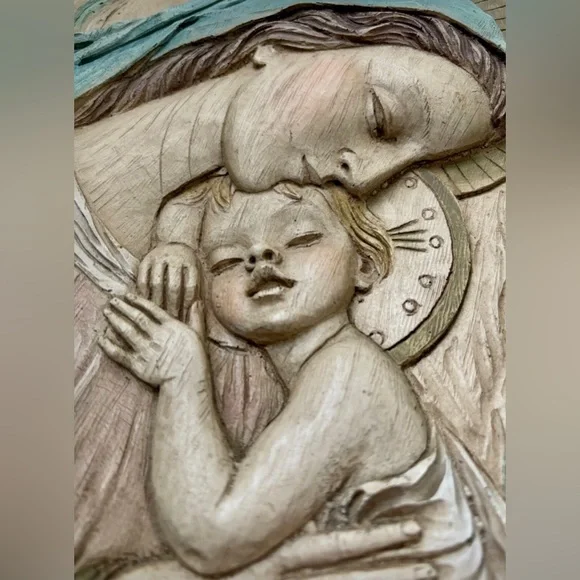 Vintage Bertagna Handpainted Religious Madonna Mary Jesus 18x13 Made In Italy - Picture 3 of 7